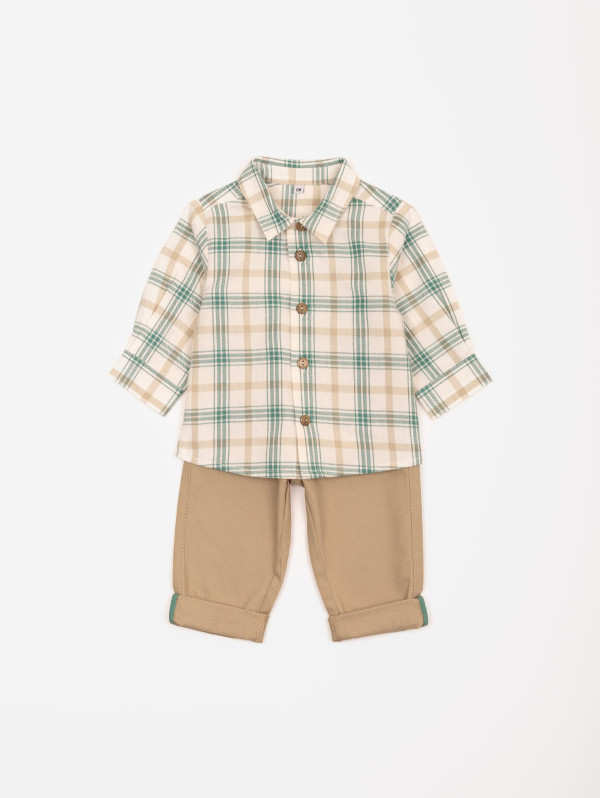 Ensemble bébé-garçon chemise carreaux pantalon | MaBoutiquePlus