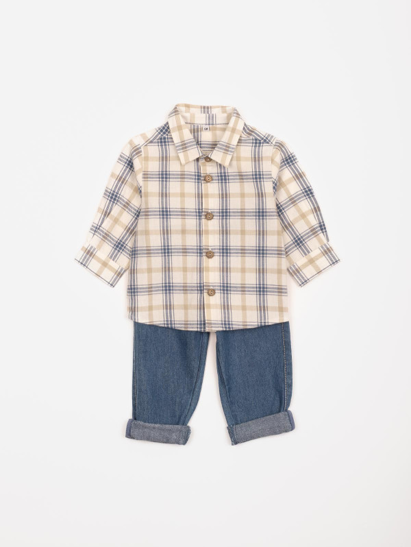 Ensemble bébé-garçon chemise carreaux pantalon | MaBoutiquePlus