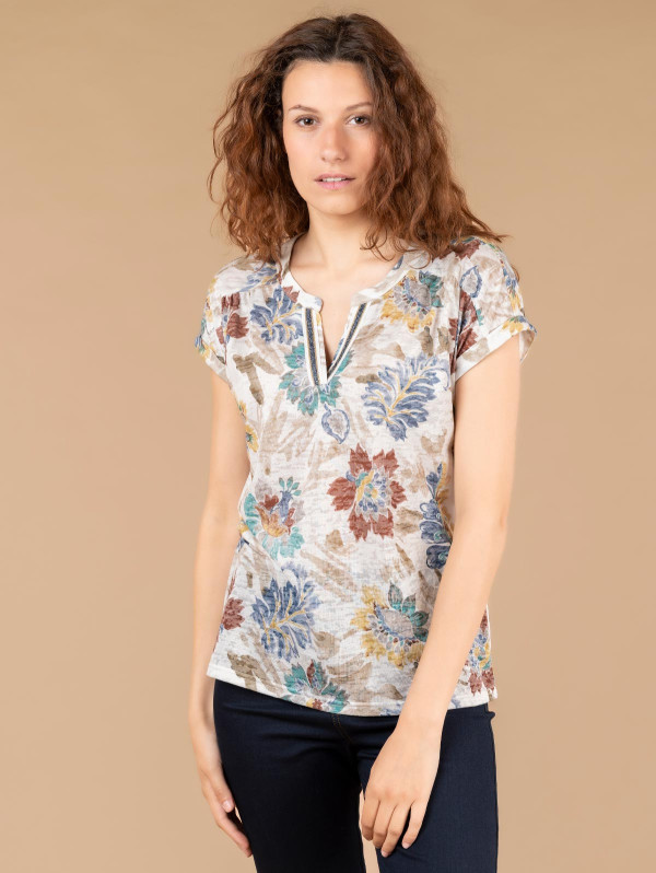 Top dévoré femme imprimé feuillage | MaBoutiquePlus