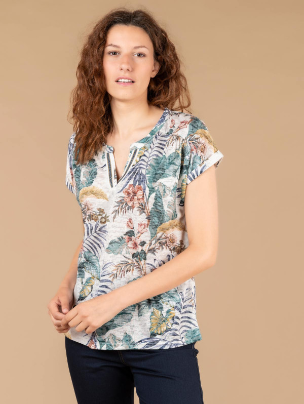 Top dévoré femme imprimé feuillage | MaBoutiquePlus