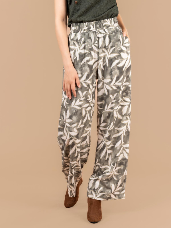 Pantalon femme fluide imprimé feuillage | MaBoutiquePlus