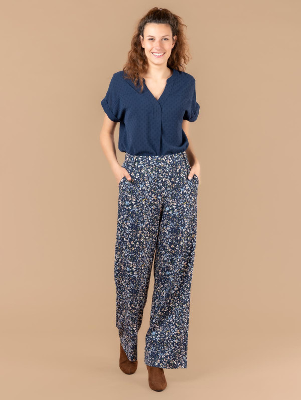 Pantalon large femme imprimé fleuri | MaBoutiquePlus