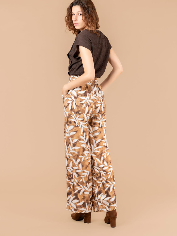 Pantalon femme fluide imprimé feuillage | MaBoutiquePlus