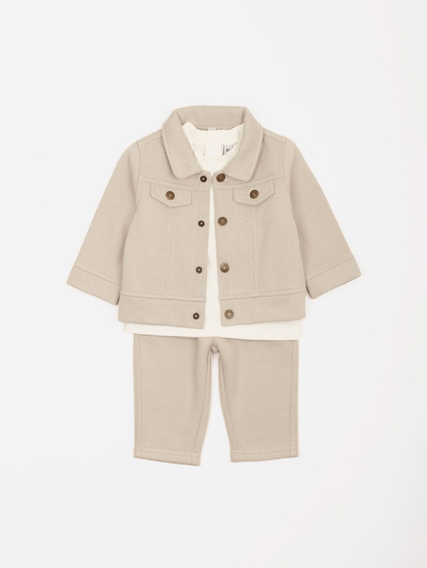 Ensemble bébé-garçon veste molleton 3 pièces | MaBoutiquePlus