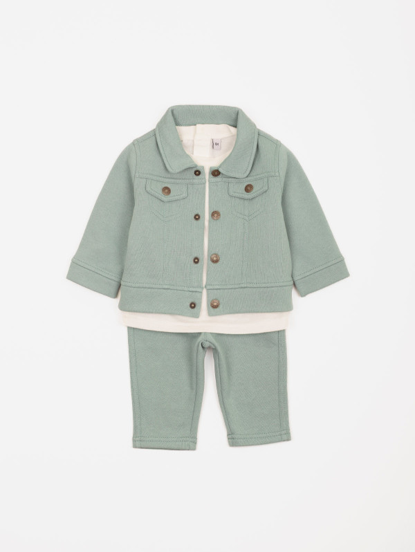 Ensemble bébé-garçon veste molleton 3 pièces | MaBoutiquePlus