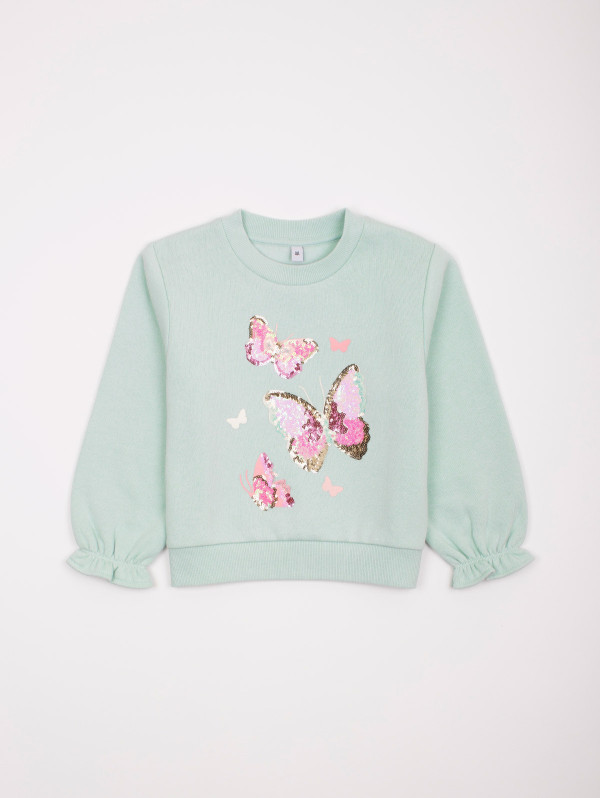 Sweat fille papillons sequins | MaBoutiquePlus