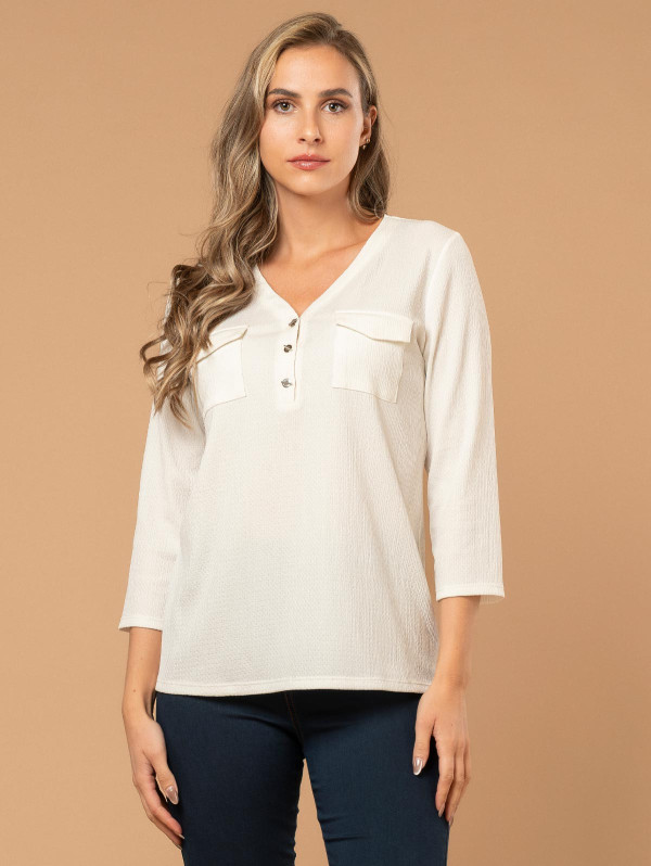 Top femme poches maille fantaisie | MaBoutiquePlus