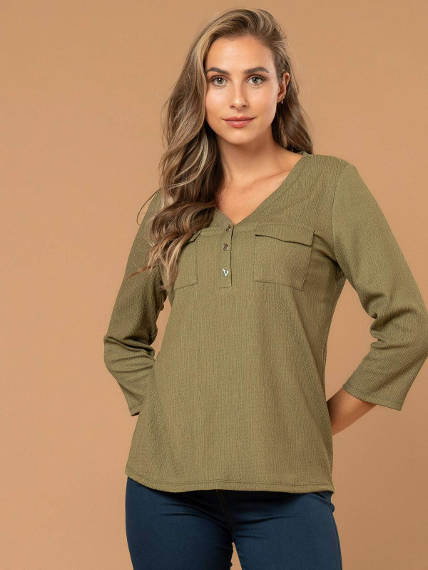 Top femme poches maille fantaisie | MaBoutiquePlus