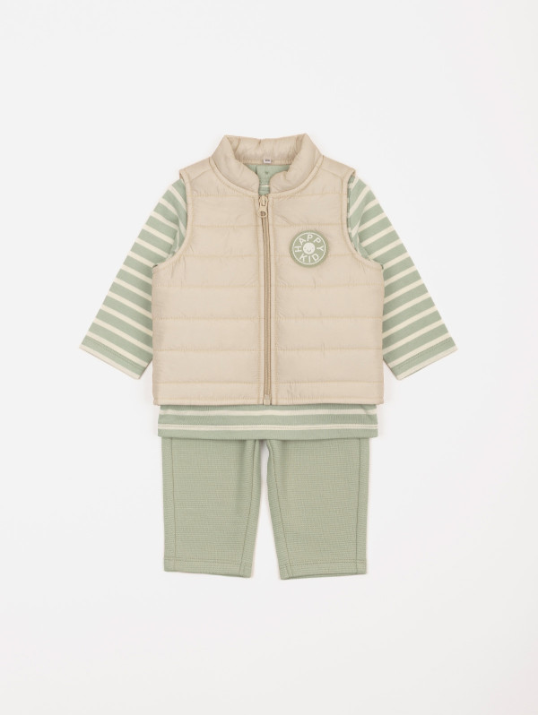 Ensemble bébé-garçon 3 pièces doudoune sans manches | MaBoutiquePlus