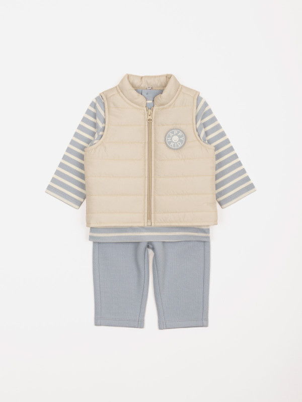 Ensemble bébé-garçon 3 pièces doudoune sans manches | MaBoutiquePlus