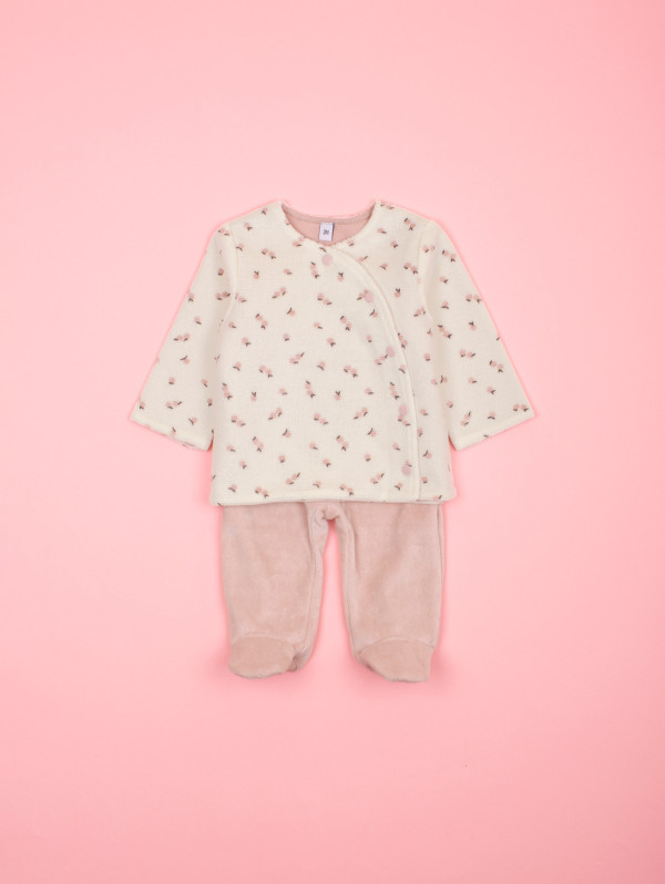 Ensemble bébé-fille velours imprimé fantaisie | MaBoutiquePlus