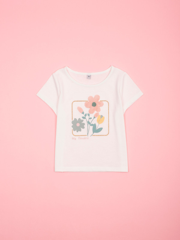 Tee-shirt fille fleurs fantaisie | MaBoutiquePlus