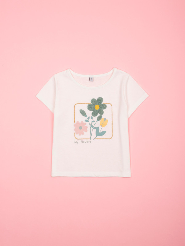 Tee-shirt fille fleurs fantaisie | MaBoutiquePlus