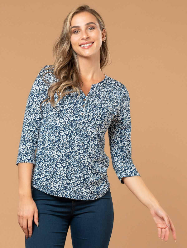 Top femme imprimé fleuri poches plaquées | MaBoutiquePlus