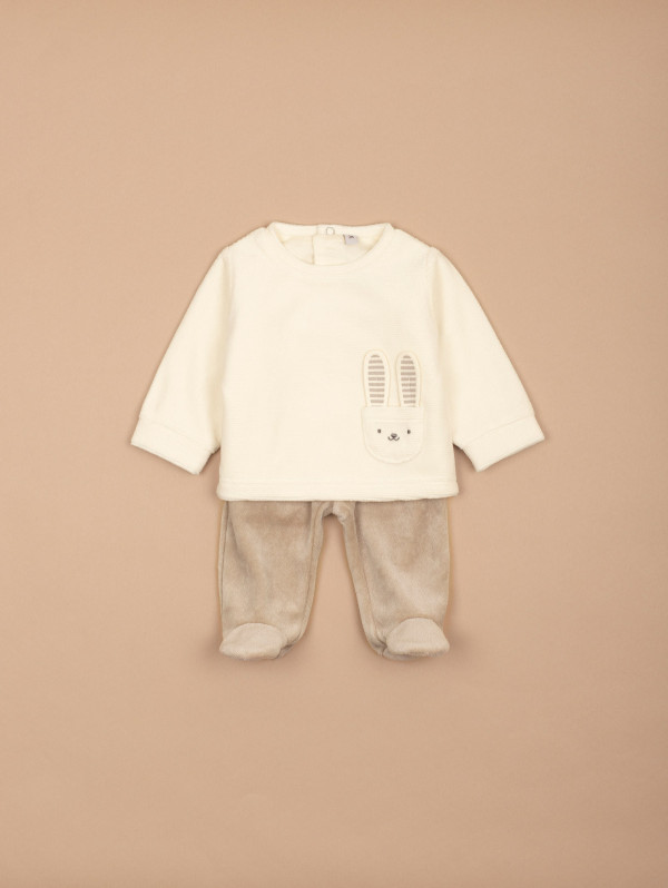 Ensemble bébé-garçon velours poche lapin | MaBoutiquePlus