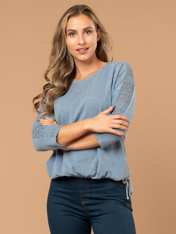 Top femme maille strass macramé | MaBoutiquePlus