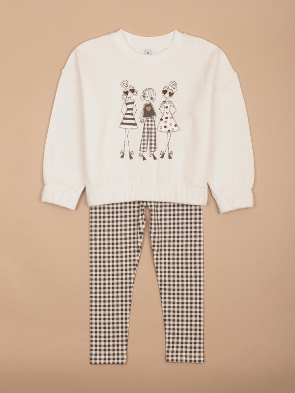 Ensemble fille sweat legging vichy | MaBoutiquePlus