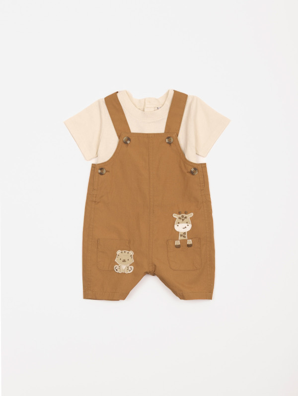 Ensemble bébé-garçon tee-shirt salopette animaux | MaBoutiquePlus