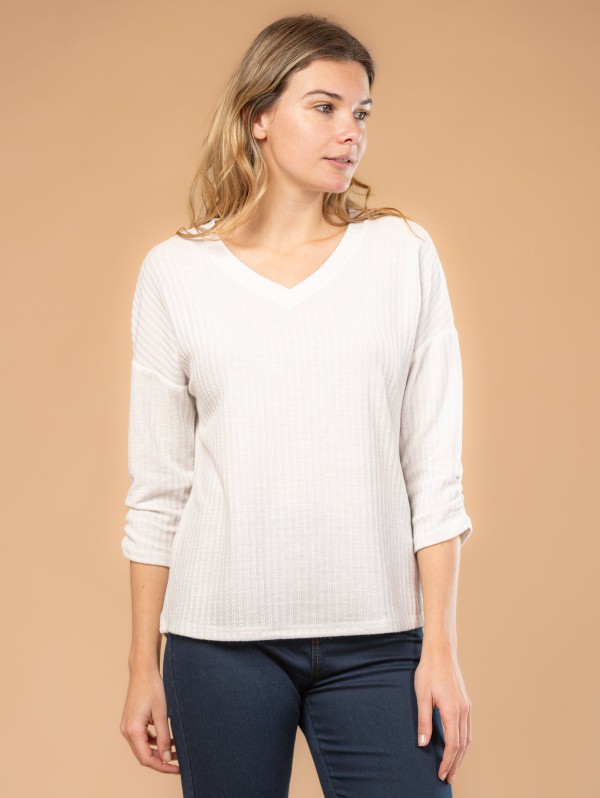 Top femme maille côtelée fantaisie | MaBoutiquePlus