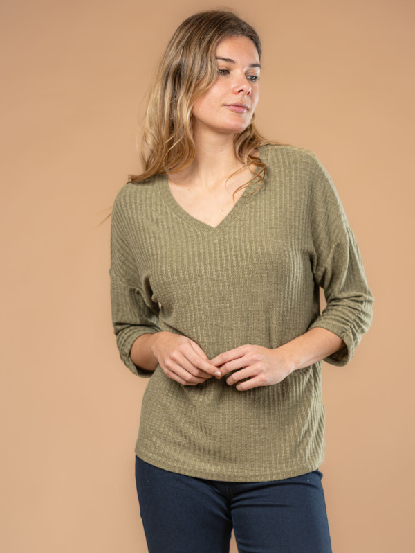 Top femme maille côtelée fantaisie | MaBoutiquePlus