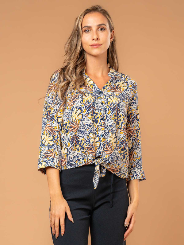 Chemise femme imprimé feuillage bas noué | MaBoutiquePlus