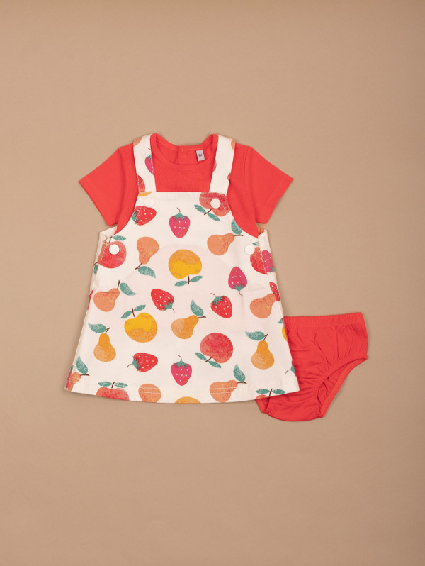 Ensemble bébé-fille robe-salopette fruits | MaBoutiquePlus