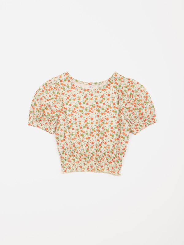 Top fille fleurs maille crépon | MaBoutiquePlus