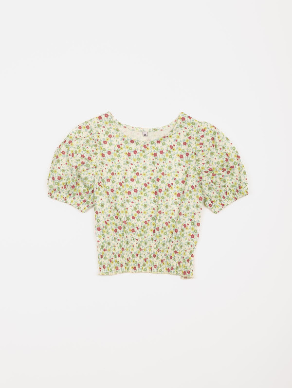 Top fille fleurs maille crépon | MaBoutiquePlus