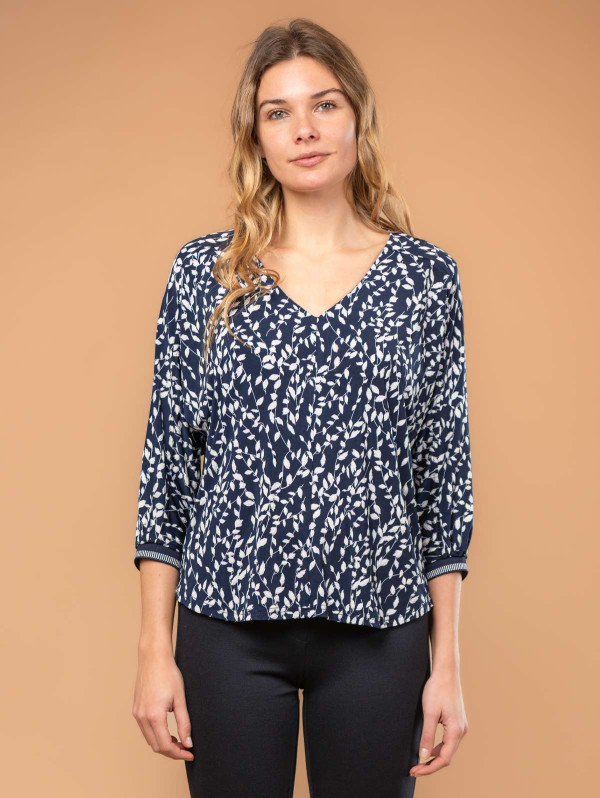 Blouse femme imprimé feuillage col V | MaBoutiquePlus