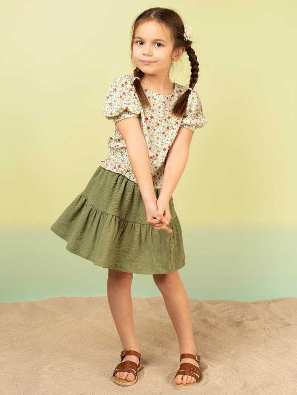 Jupe fille maille gauffrée | MaBoutiquePlus