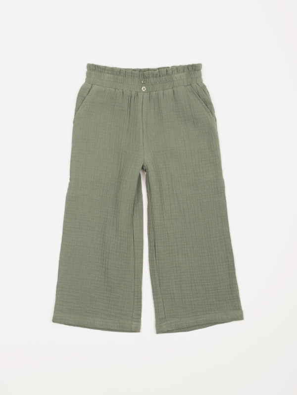 Pantalon large fille gaze de coton | MaBoutiquePlus