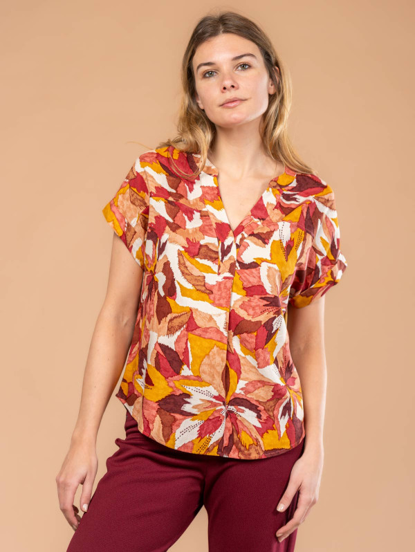 Blouse femme imprimé feuilles fantaisie | MaBoutiquePlus