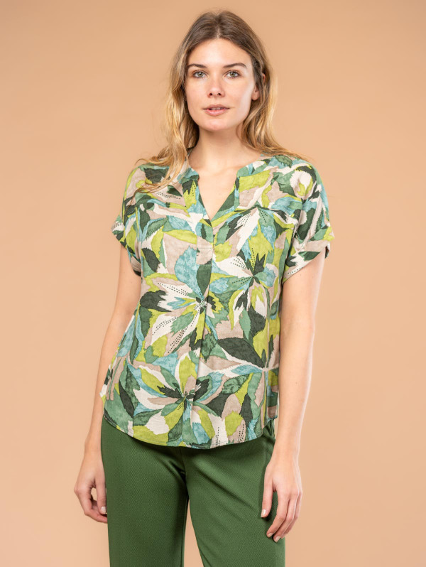 Blouse femme imprimé feuilles fantaisie | MaBoutiquePlus