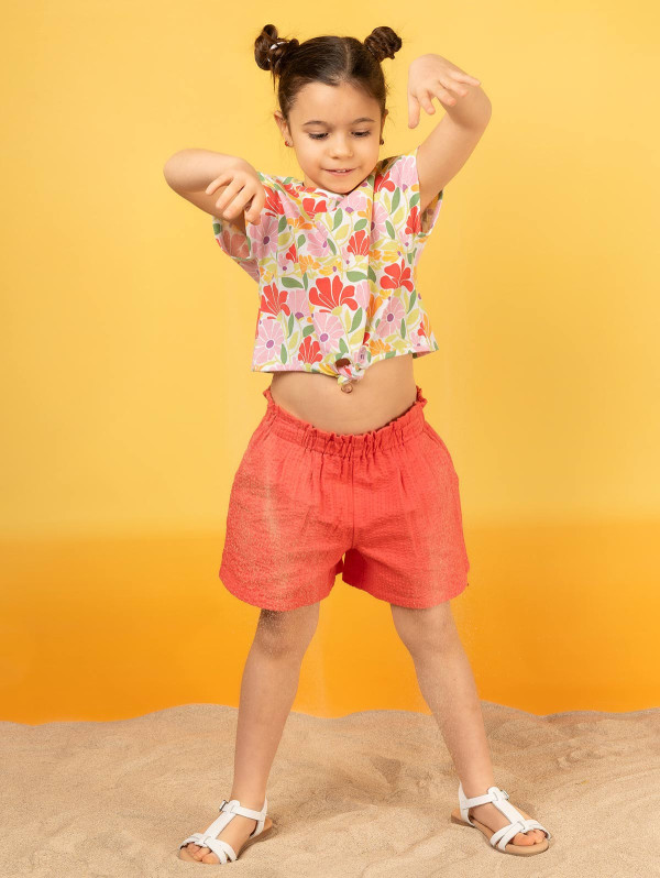 Short fille maille gauffrée | MaBoutiquePlus