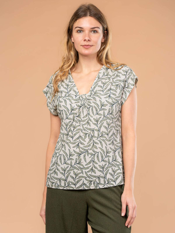 Top femme maille plissée feuillage | MaBoutiquePlus