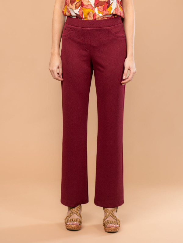 Pantalon droit femme maille nid d'abeille | MaBoutiquePlus