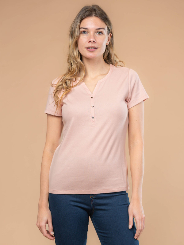 Top femme col tunisien pastel | MaBoutiquePlus