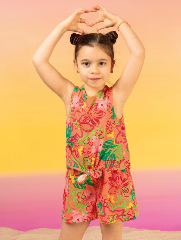 Combishort fille imprimé tropical | MaBoutiquePlus