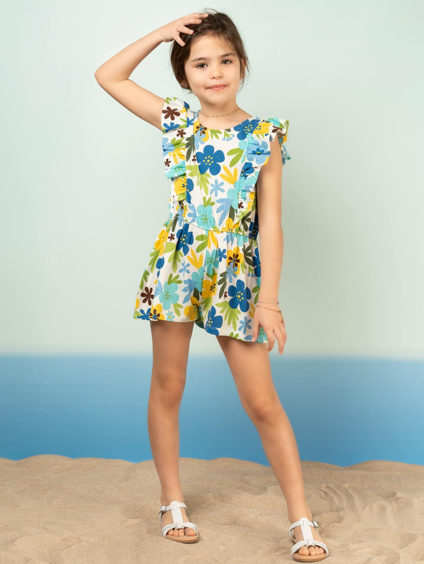 Combishort fille imprimé fleurs | MaBoutiquePlus