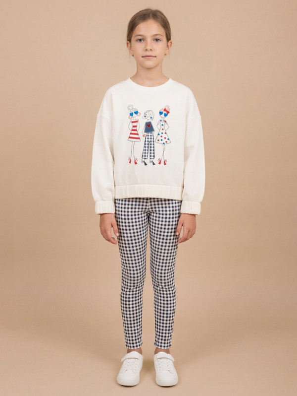 Ensemble fille sweat legging vichy | MaBoutiquePlus