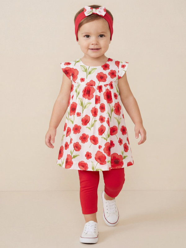 Ensemble bébé-fille robe legging grandes fleurs | MaBoutiquePlus