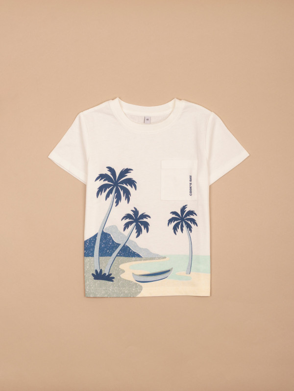 Tee-shirt garçon imprimé plage | MaBoutiquePlus