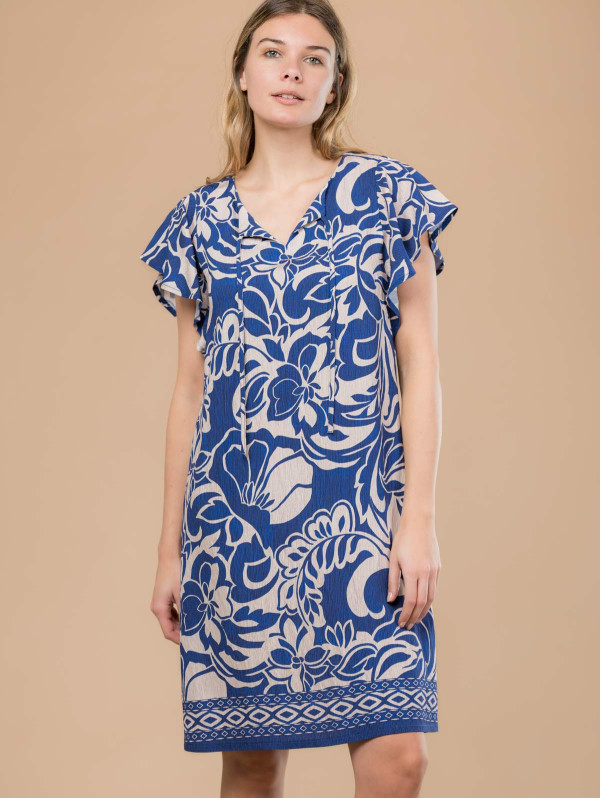 Robe femme imprimé fleurs bicolores | MaBoutiquePlus