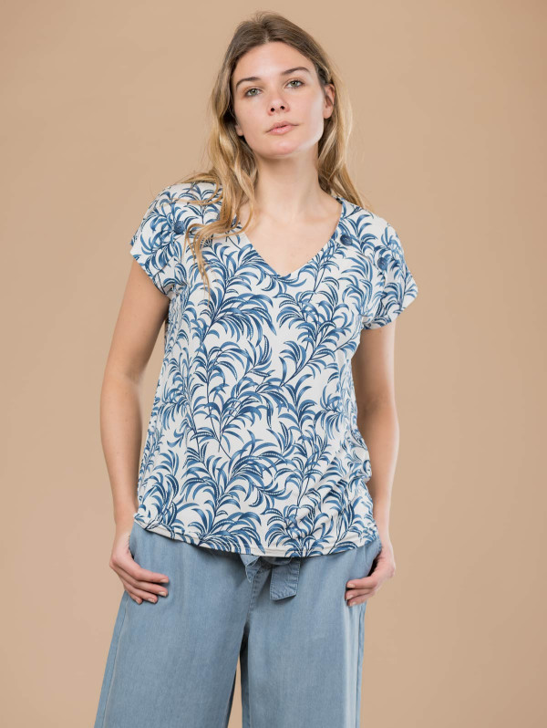 Top femme feuillage boutons fantaisie | MaBoutiquePlus