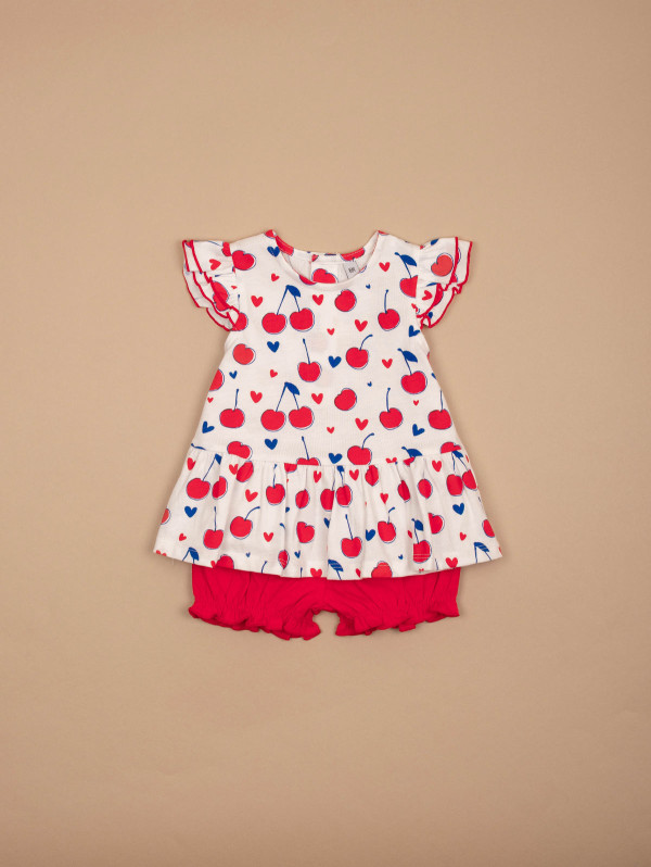 Ensemble bébé-fille tunique bloomer cerises | MaBoutiquePlus
