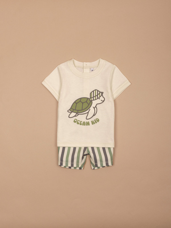 Ensemble bébé-garçon tortue short rayé | MaBoutiquePlus