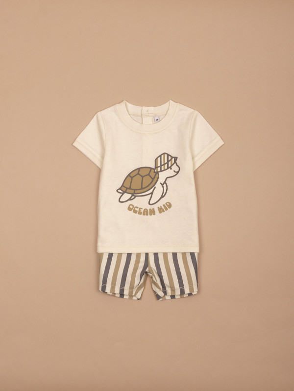 Ensemble bébé-garçon tortue short rayé | MaBoutiquePlus