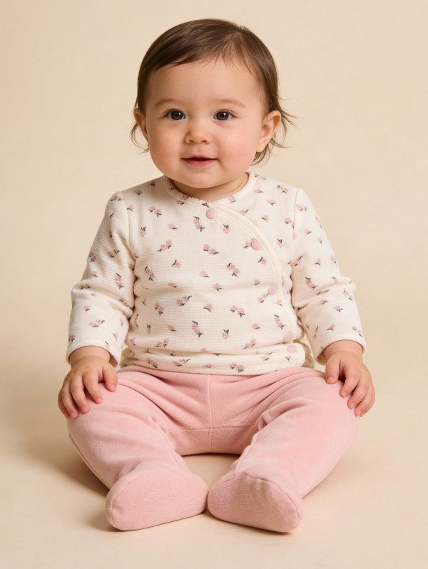 Ensemble bébé-fille velours imprimé fantaisie | MaBoutiquePlus