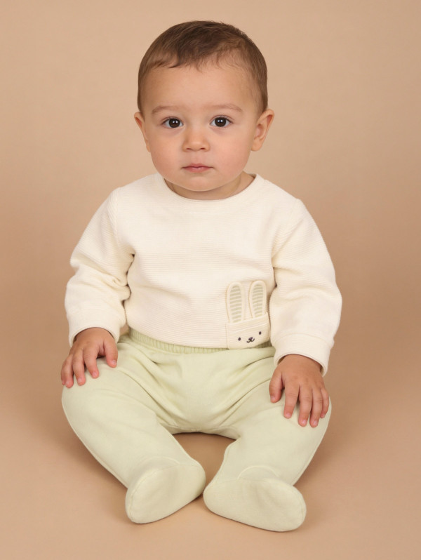 Ensemble bébé-garçon velours poche lapin | MaBoutiquePlus