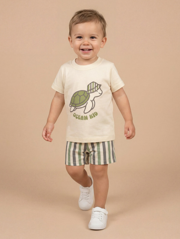 Ensemble bébé-garçon tortue short rayé | MaBoutiquePlus